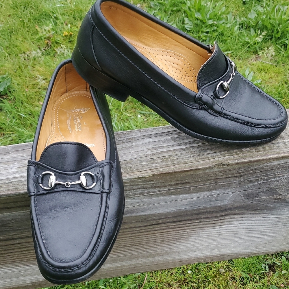 Alden Black Leather Loafers with Silver Accents
